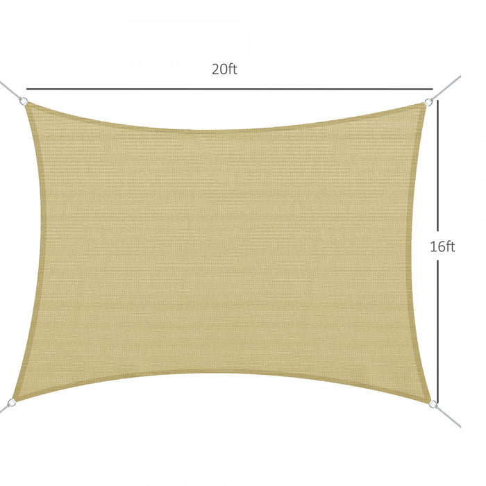 Outsunny Rectangle 20'x 16' Pare-soleil Voile Couverture Superieure En Tissu Abri Exterieur Fenetre De Jardin Sac De Transport De Sable Sable