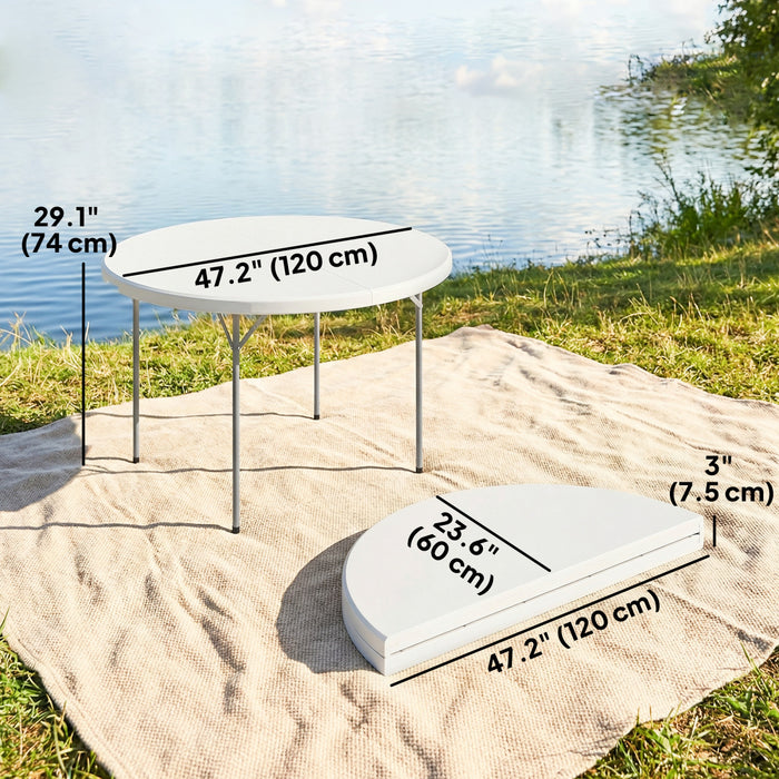 Outsunny Table de Pique-Nique Pliante 120 cm avec Patins Antiderapants, Blanche