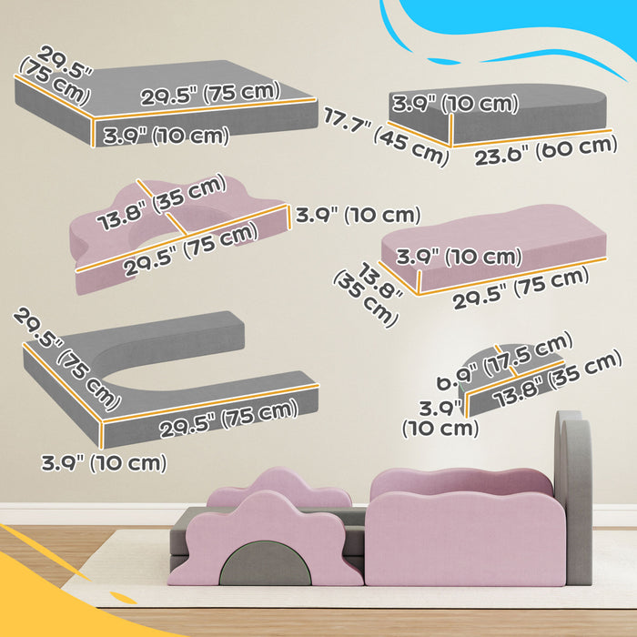 Qaba Jouets D'escalade 12pcs Pour Enfants, Blocs D'escalade En Mousse, Gris