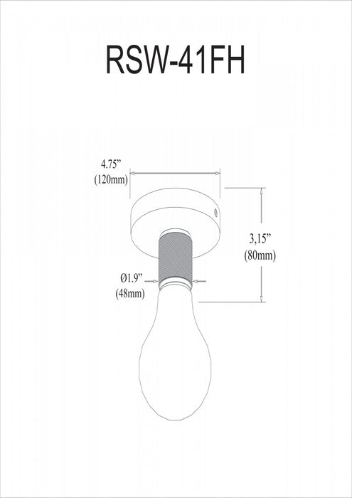 Petit plafonnier affleuré Roswell de Dainolite avec fini laiton vieilli et 1 ampoule