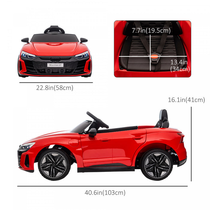 Aosom Audi Voiture Electrique Sous Licence Sur Avec Telecommande, 12v 3.1 Mph Jouet Pour 37-60 Mois Garcons Et Filles Avec Systeme De Suspension, Klaxon, Musique, Lumieres, Rouge