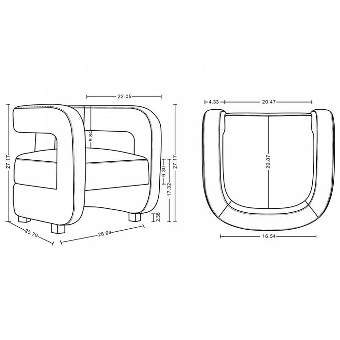 Fauteuil lounge moderne Amirah en velours blanc - Lot de 2