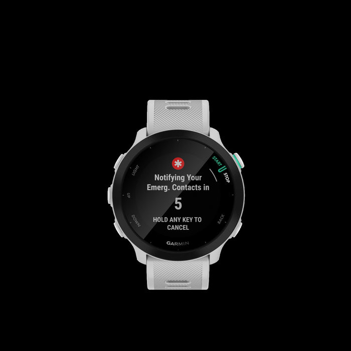 Garmin Forerunner® 55 Montre De Course Gps Intelligente - Suivi Des Sports Et De La Condition Physique, Resistant A L'eau - Blanc