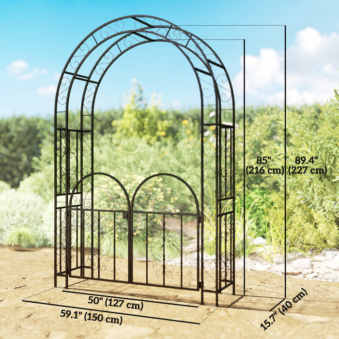 Outsunny Arche De Jardin En Acier De 7,4 Pi Avec Portail, Noir