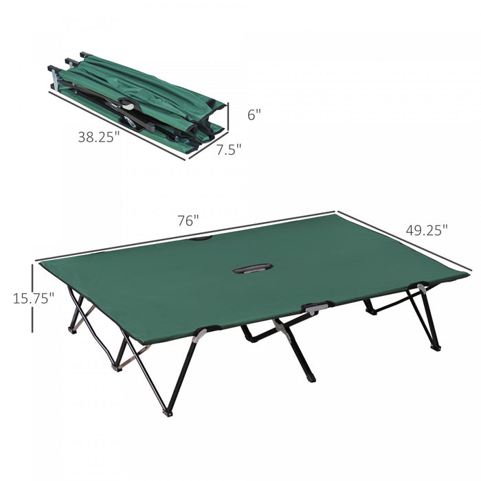 Outsunny Lit De Camping Pliant Pour Deux Personnes De 76 Po Avec Sac De Transport, Vert