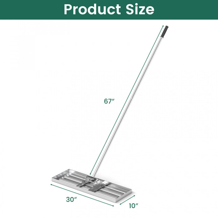 Costway Pelouse Nivelage Rake 30 \"x 10\" Outil De Pelouse De Niveau Pour Jardin Arriere-cour/pelouse Argent