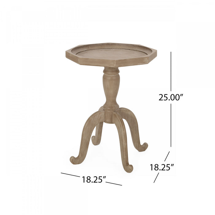 Table D’appoint Traditionnelle Roberta Avec Piètement En Pattes D’araignée, Finition Bois Flotté