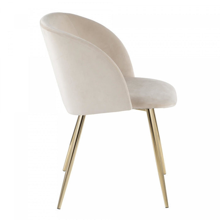 Chaise de salle à manger contemporaine Fran en velours crème - ensemble de 2