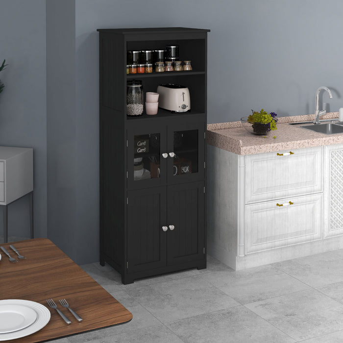 HOMCOM 63\" Buffet avec Huche, Armoire de Rangement avec Etagere Ajustable