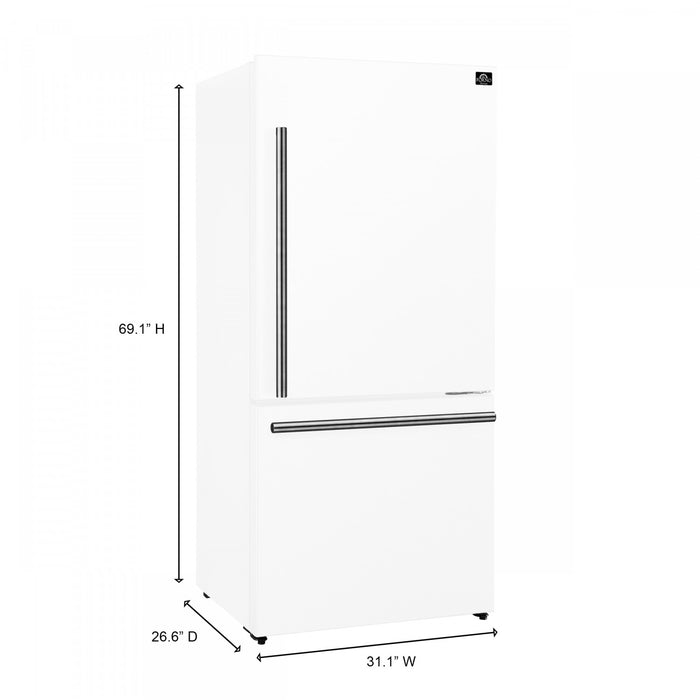 Refrigerateur Milano Espresso de 31 po avec congelateur inferieur, blanc, 17,2 pi³ – FFFFD1785-31WHT