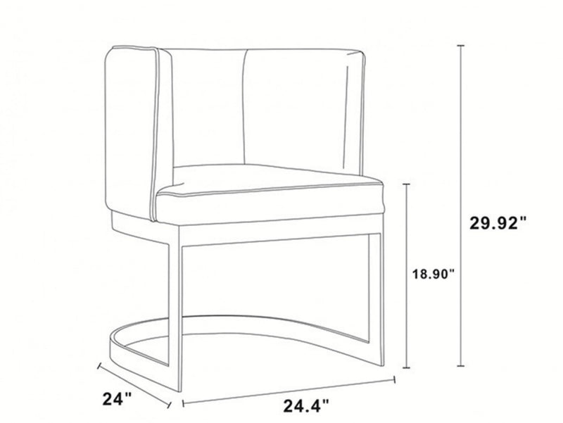 Chaise de salle a manger moderne en velours et metal Aura, rose poudre - Lot de 2