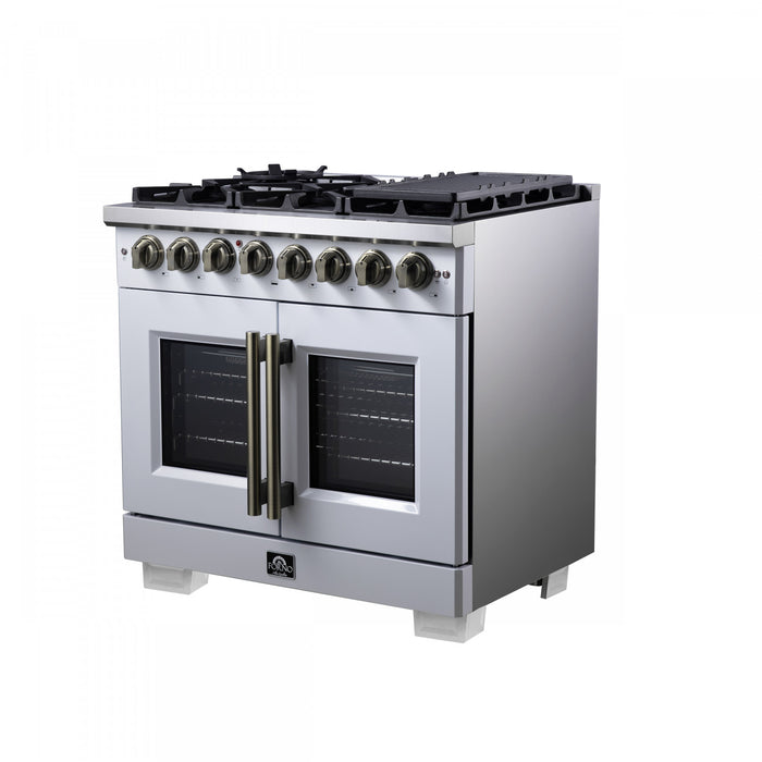 Cuisiniere a double combustible Capriasca de 36 po, blanche, 5.36 pi³ – FFSGS6387-36BLK