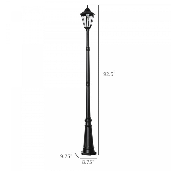 Outsunny Lampe Solaire De 8', Lampadaire D'exterieur En Aluminium Etanche