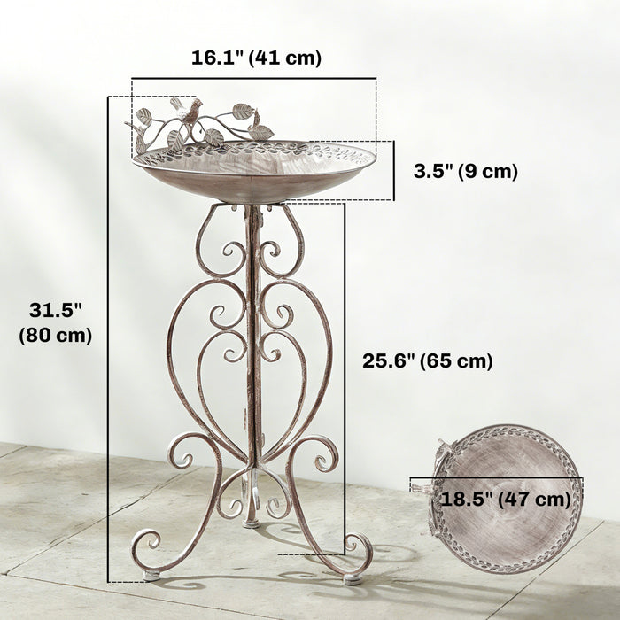 Outsunny Bain d'Oiseaux avec Statues d'Oiseaux, Bain d'Oiseaux Vintage pour Jardin, Brun