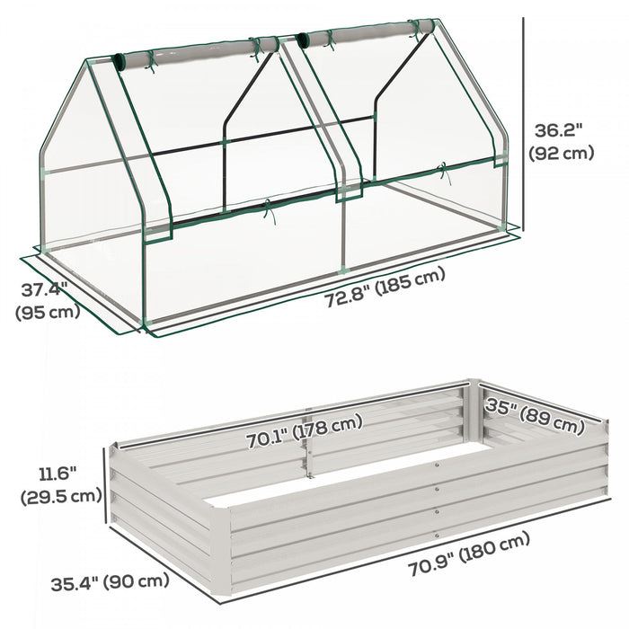 Outsunny Lit De Jardin Sureleve 6' X 3' Avec Serre, Transparent Et Argente