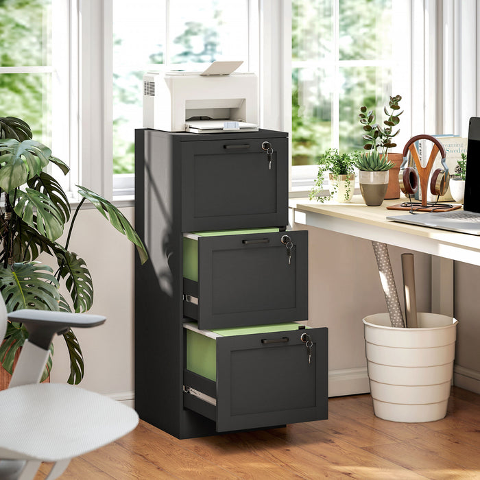 HOMCOM Classeur de bureau a 3 tiroirs, classeur vertical, noir