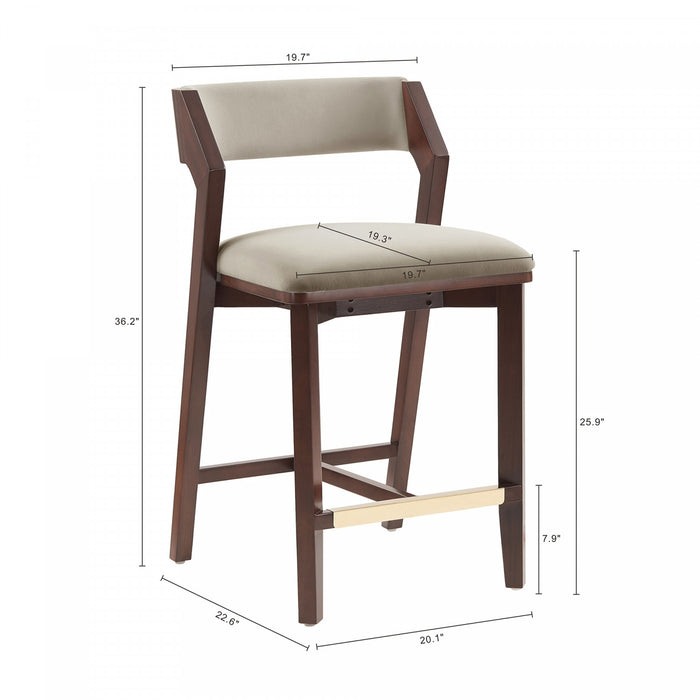 Tabouret de comptoir moderne en bois Patricia avec revetement en lin - Lot de 2