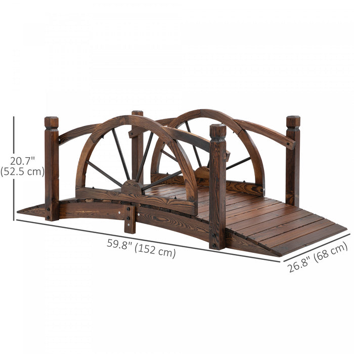 Outsunny Pont De Jardin En Bois, Passerelle Decorative Avec Garde-corps
