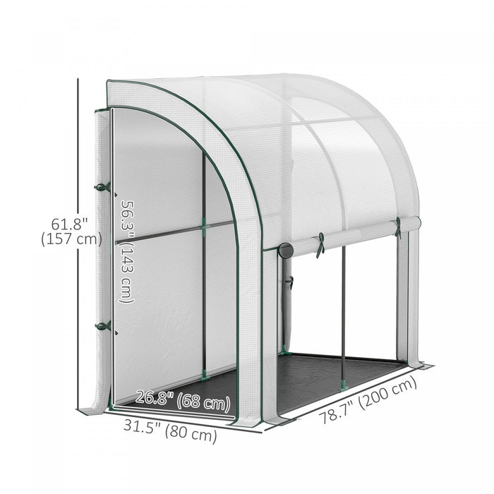 Outsunny Serre adossee avec couverture PE, jardinage, blanc