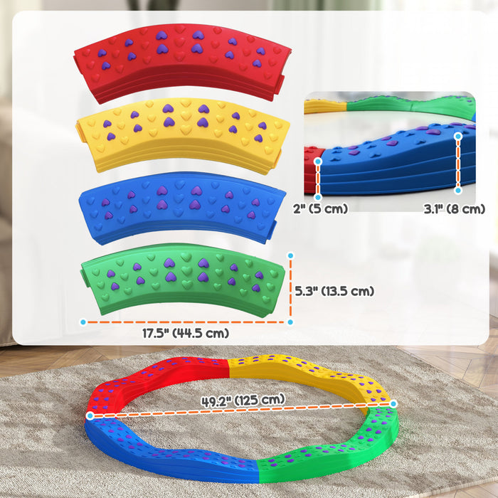 Qaba Poutre D'equilibre Pour Enfants, 8 Pieces De Tremplins D'equilibre Pour Enfants Avec Coussinets Antiderapants, Parcours D'obstacles, Jouet Sensoriel Pour L'equilibre