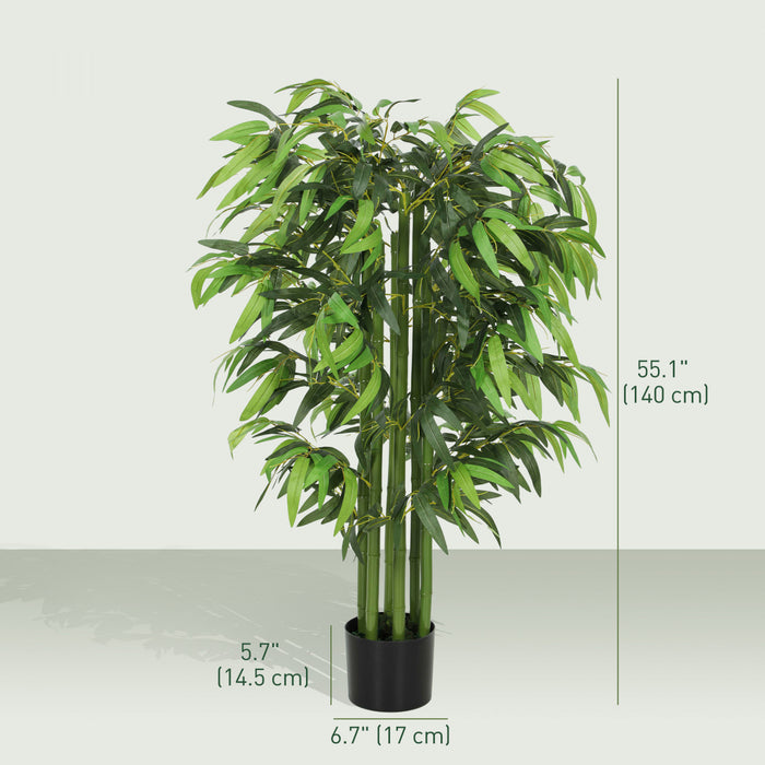 HOMCOM Ensemble de 2 Bambous Artificiels de 140 cm, Plantes Fausse pour Decoration Interieure