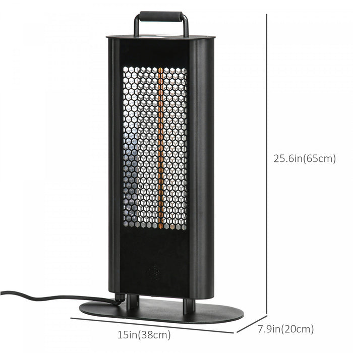 Outsunny Chauffe-terrasse Electrique Avec Eblouissement Ultra-faible Et 6 Reglages De Chaleur, Radiateur Infrarouge Autonome En Alliage D'aluminium De 1200w Avec Telecommande Infrarouge, Noir