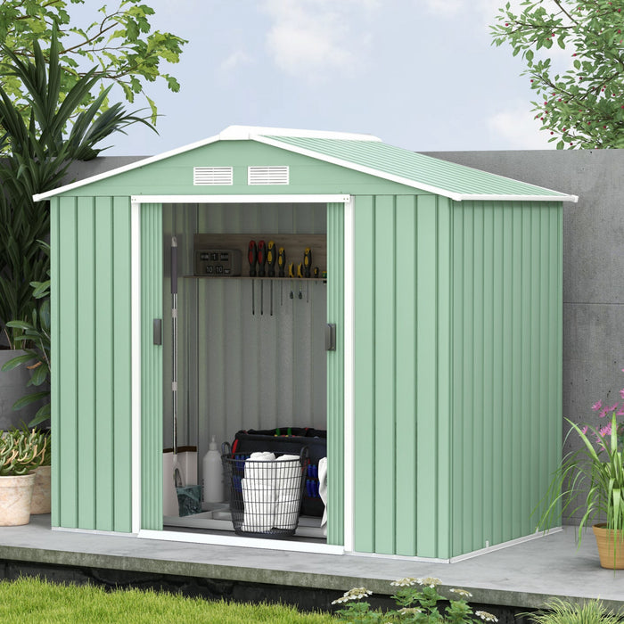 Outsunny Abri De Jardin Exterieur En Metal Galvanise 7' X 4', Vert Clair