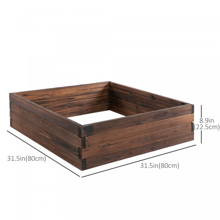 Outsunny Carre Potager Jardiniere Bois Massif Sapin Carbonise
