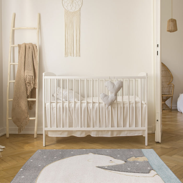 Carpette à motif d’ours polaire avec lapin pour enfants - 5 pi 3 po x 7 pi 7 po