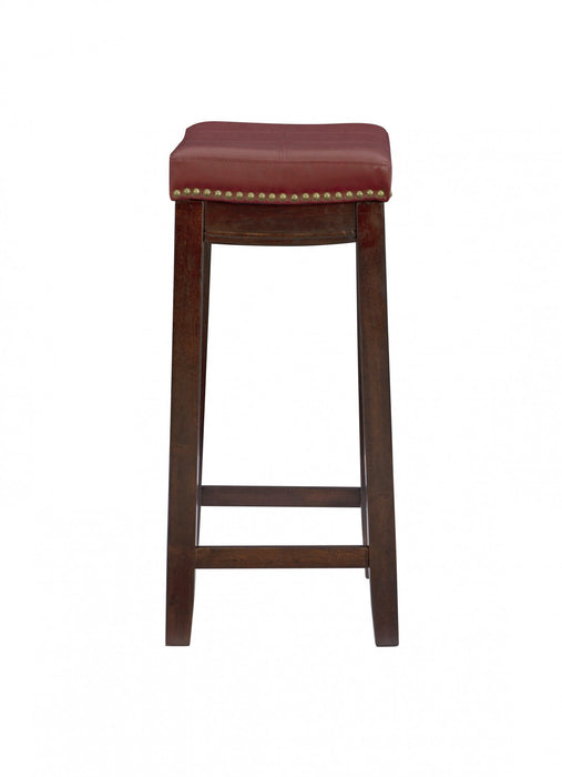 Tabouret Claridge de hauteur comptoir en similicuir et sans dossier - rouge