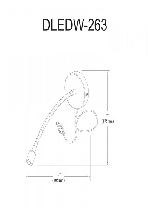 Applique murale Wynne de Dainolite avec fini argenté et ampoule à DEL de 3 W