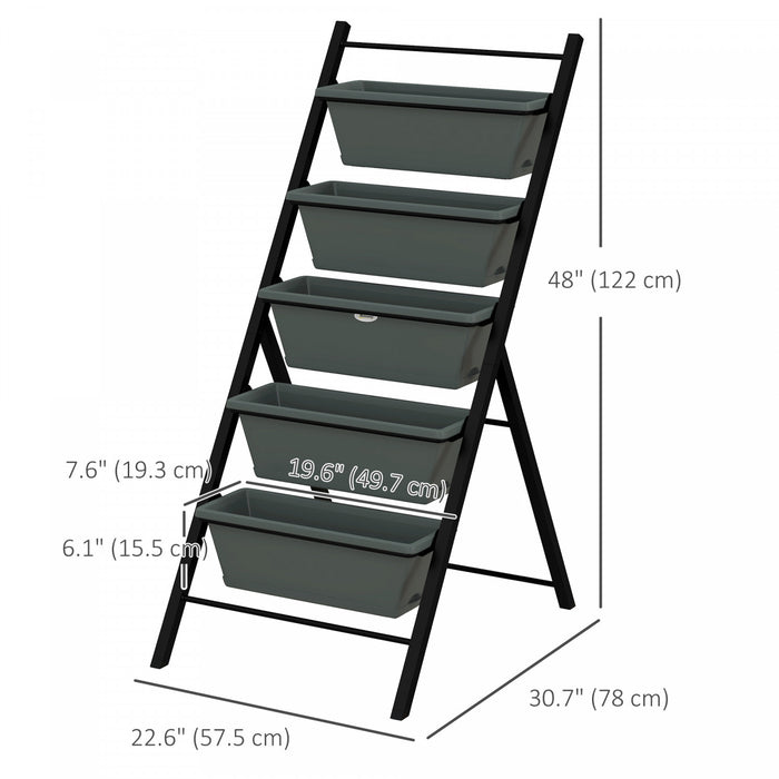 Outsunny Lit De Jardin Sureleve Vertical A 5 Etages, Gris