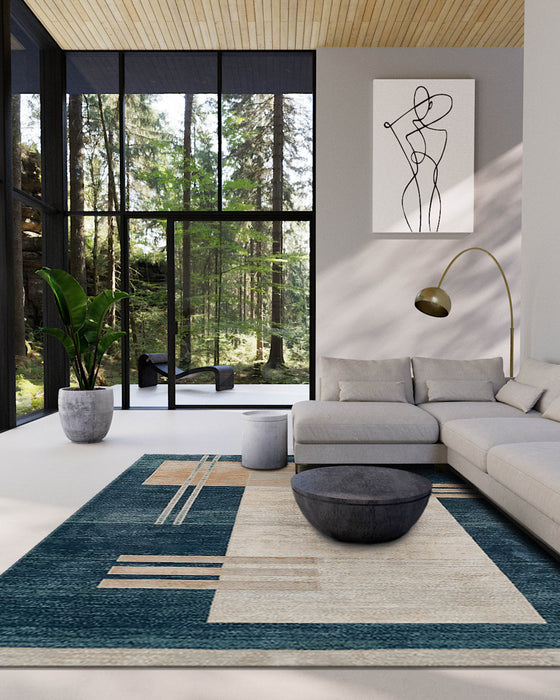 Tapis Contemporain Sorelle 5'1\" x 7'7\" en Bleu