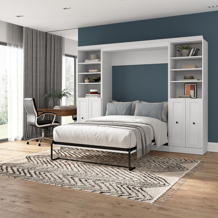Lit double escamotable Versatile de Bestar de 109 po (L) avec 2 organisateurs de garde-robe et portes - blanc