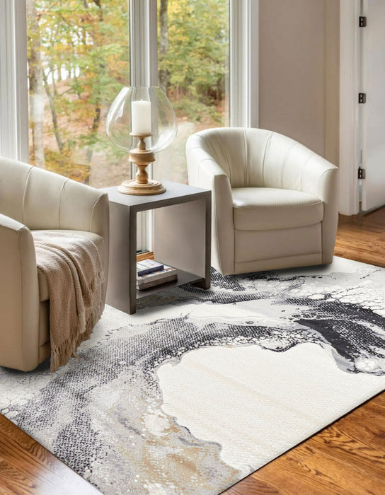 Tapis Contemporain/Moderne Bloom 8'0\" x 10'0\" en Ivoire