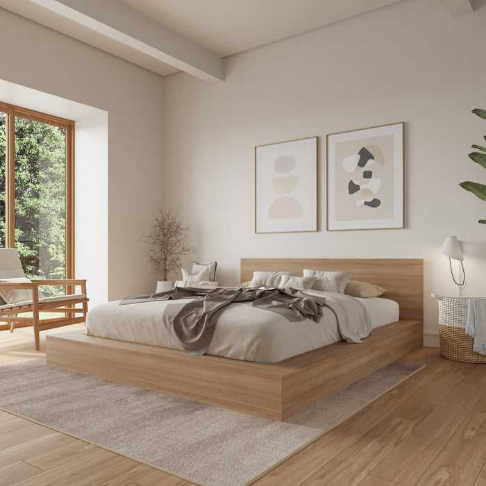 Kanso Lit a Plateforme Basse avec Tete de Lit