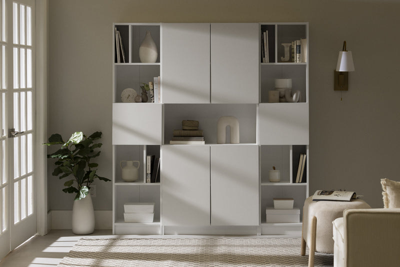 Liora Bibliotheque 4 Portes Et Rangement Ouvert - Blanc Solide