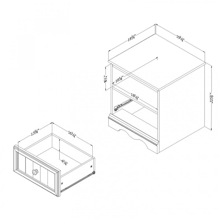 Savannah Table De Chevet 1 Tiroir - Blanc Solide