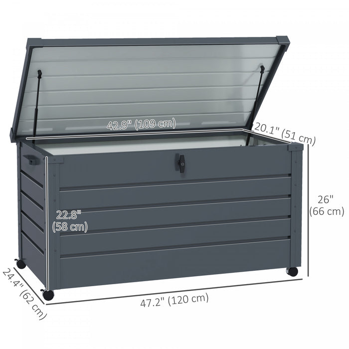 Outsunny Coffre de Rangement de Jardin, Coffre avec Verrou, Gris