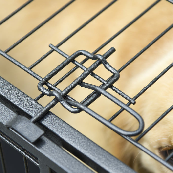 Pawhut Cage Pliable Pour Chiens De Taille Xl Avec Double Porte, Roues Verrouillables, Panneau De Separation 49\" X 30\" X 32\"