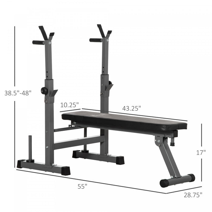Soozier Banc De Musculation Pliable Hauteur Reglable Avec Support D'halteres Pour La Salle De Sport A Domicile, Banc D'entrainement Fitness Multi-usage Pour Musculation