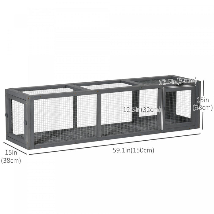 Pawhut Tunnel Pour Chat De 59\" Avec Design Extensible, Tunnel En Bois Pour Chat Avec Protection Contre Les Intemperies, Connexion A L'interieur Et A L'exterieur Pour Patios, Balcons