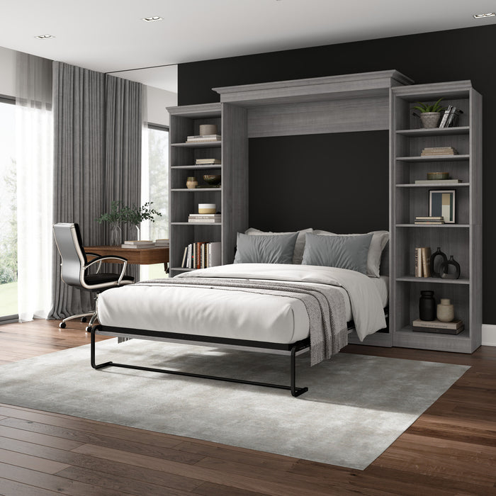 Grand lit escamotable Versatile de Bestar de 115 po (L) avec 2 organisateurs de garde-robe - gris platine