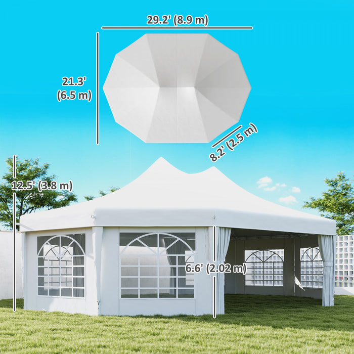 Outsunny Tente Decagonale Haut Pic 8,9 x 6,5 m pour Mariages, Fetes et Evenements