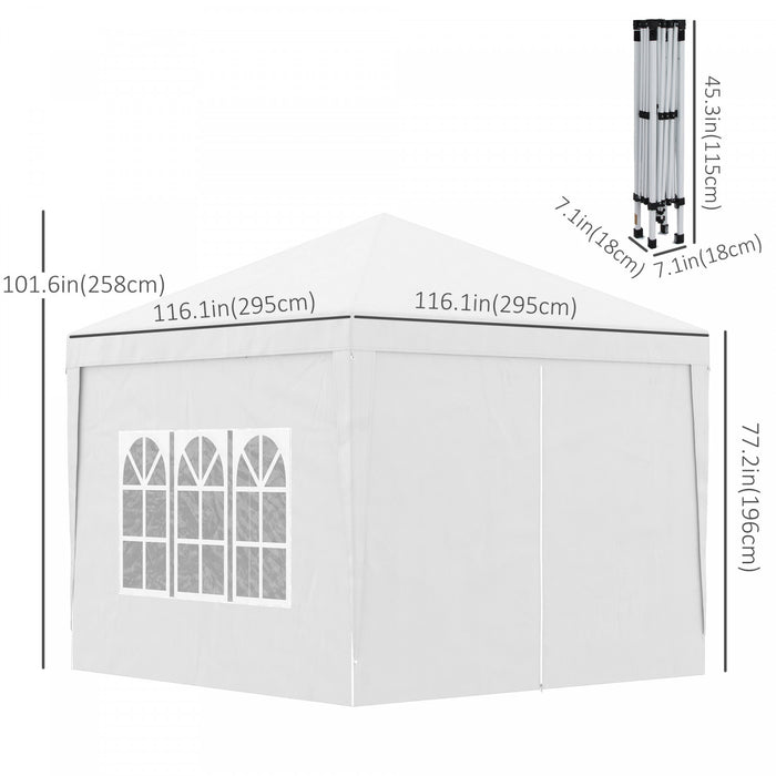 Outsunny 10'x10' Tente De Reception Tonnelle Avec Sac De Transport (blanc)