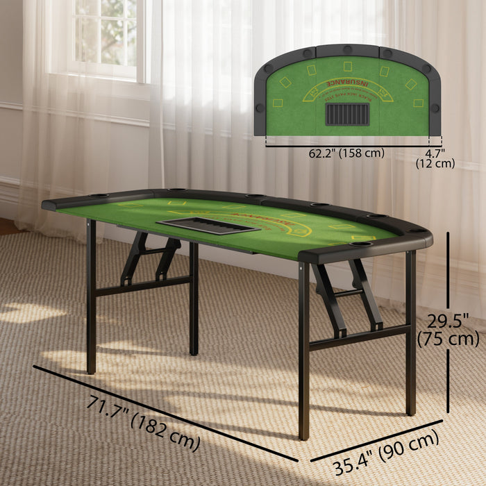 Soozier Table de Poker Pliante 72\", Table de Blackjack pour 8 Joueurs, Vert