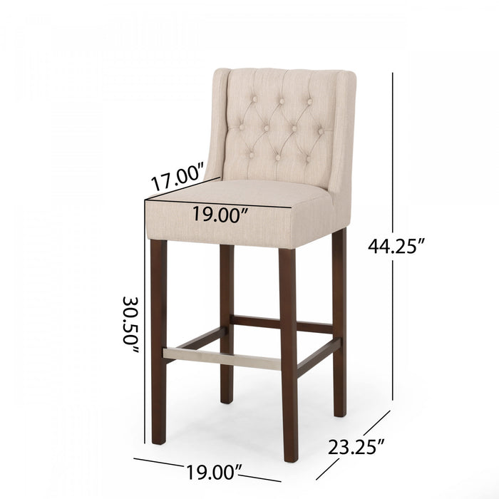 Ensemble De 2 Tabourets De Bar Bruce De 30,5 Po – Hauteur Comptoir – Pattes En Metal Et Tissu Rembourre, Beige