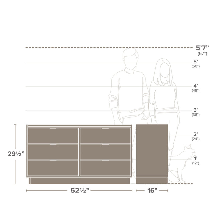 Commode Simply Modern de Prepac de 52,5 po à 6 tiroirs - blanche