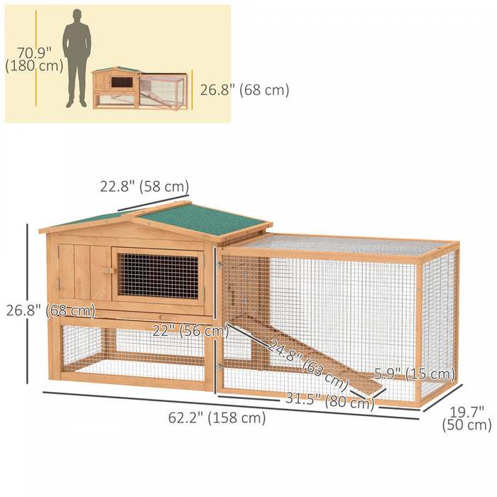 Pawhut Clapier En Bois Pour Lapin Avec Enclos