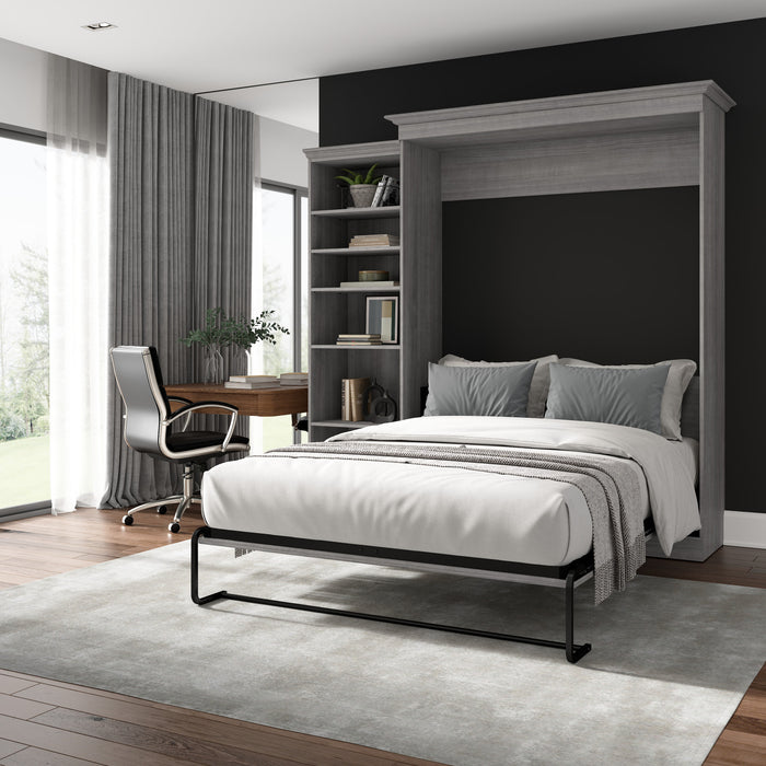 Grand lit escamotable Versatile de Bestar de 92 po (L) avec organisateur de garde-robe - gris platine